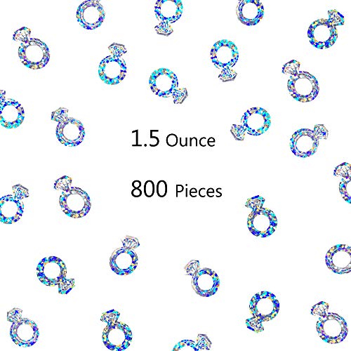 Wedding Decorations Diamond Ring Foil Table Confetti For Engagement Vanlentines Day Bachelorette Bridal Shower Party Favors (Iridescent Silver,1.5 Oz/Bag,700-800 Piece/Bag) #TOP4