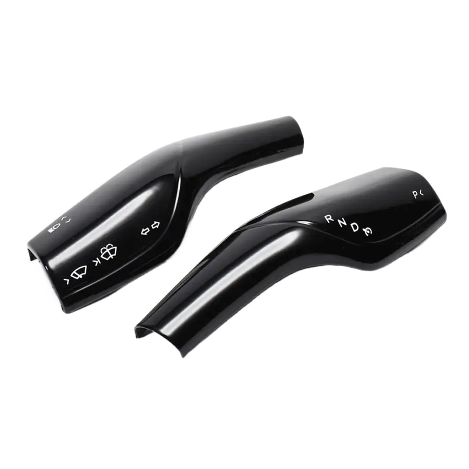 Car Interior Sticker 2Pieces for Tesla for Model for 3/Y 2022-2023 Interior Remodel Car ABS Column Shift Protection Cover(Bright-Black)