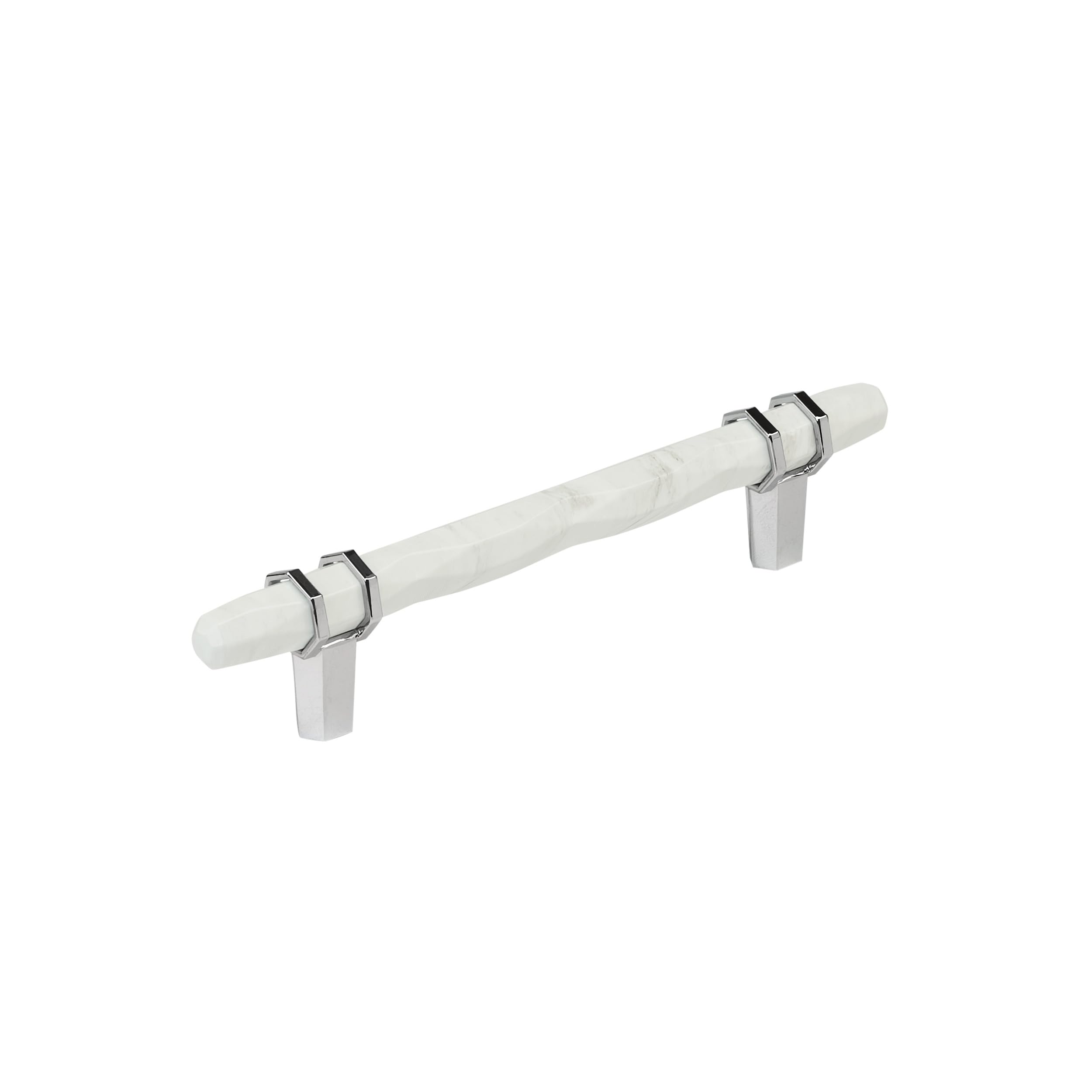 Amerock 5-1/16" Carrione Marble White/Polished Chrome Drawer Pull