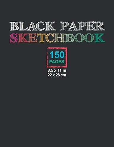 BLACK PAPER SKETCHBOOK Black Drawing Sketch Pad for Chalk Pastel, Chalk Markers, Gel Pens, Large size 8 x 11