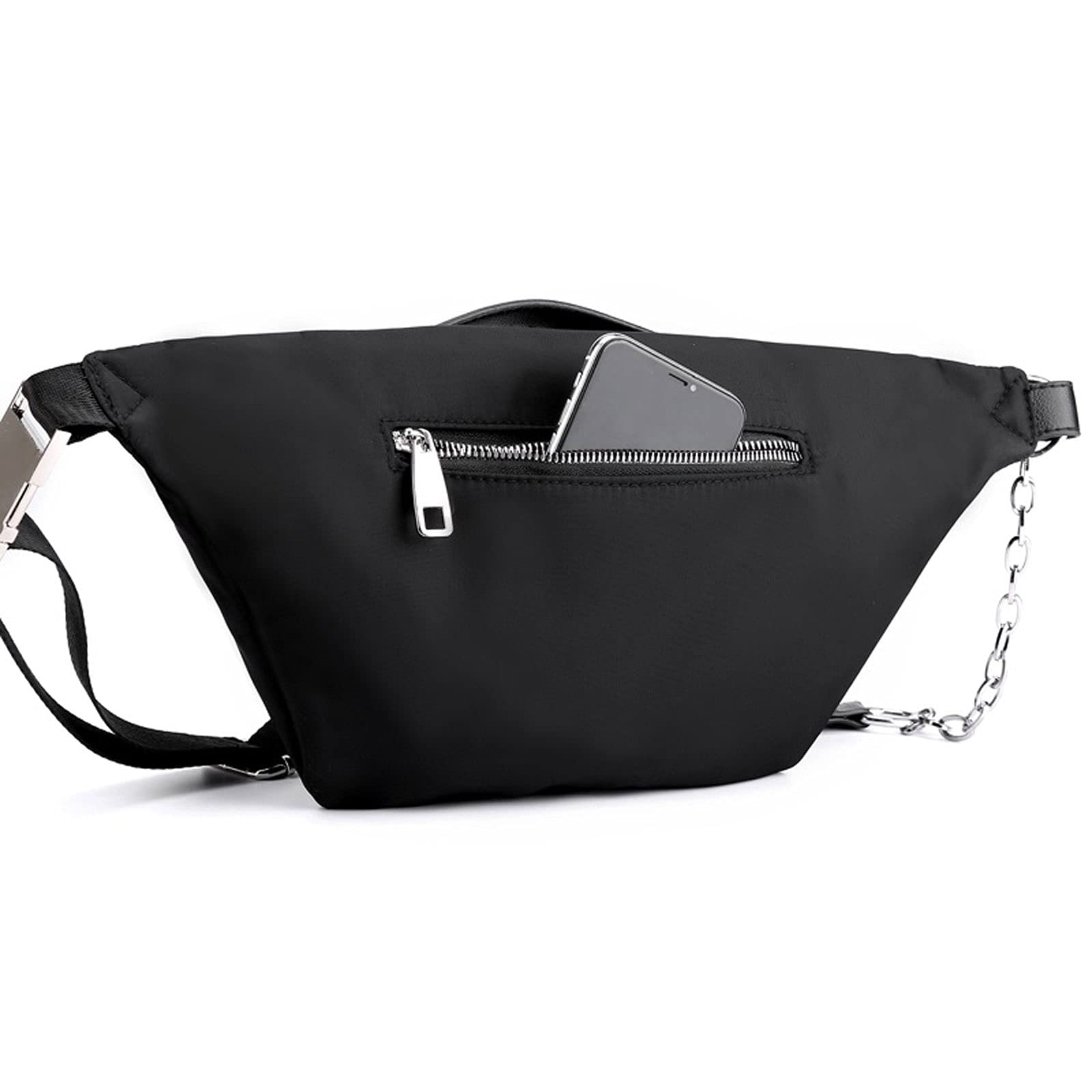 Bum Bag damska saszetka biodrowa wodoodporna nylonowa crossbody torba kurierska damska czarna lampart torebki na zewnątrz podróż codzienna torba na telefon, Czarny, Jeden rozmiar