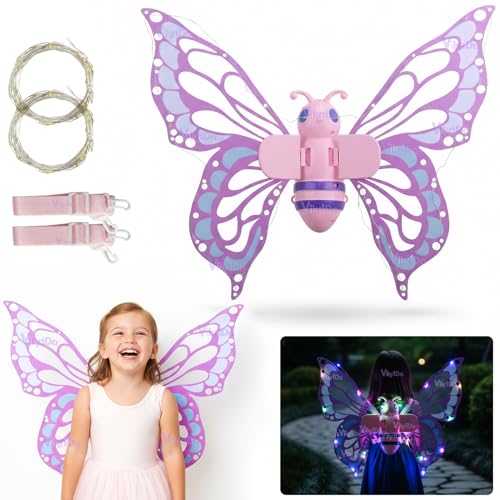 Image of VikriDA LED Butterfly Fairy Wings for Girls & Women | Glowing Princess Dress-Up Accessory Toy