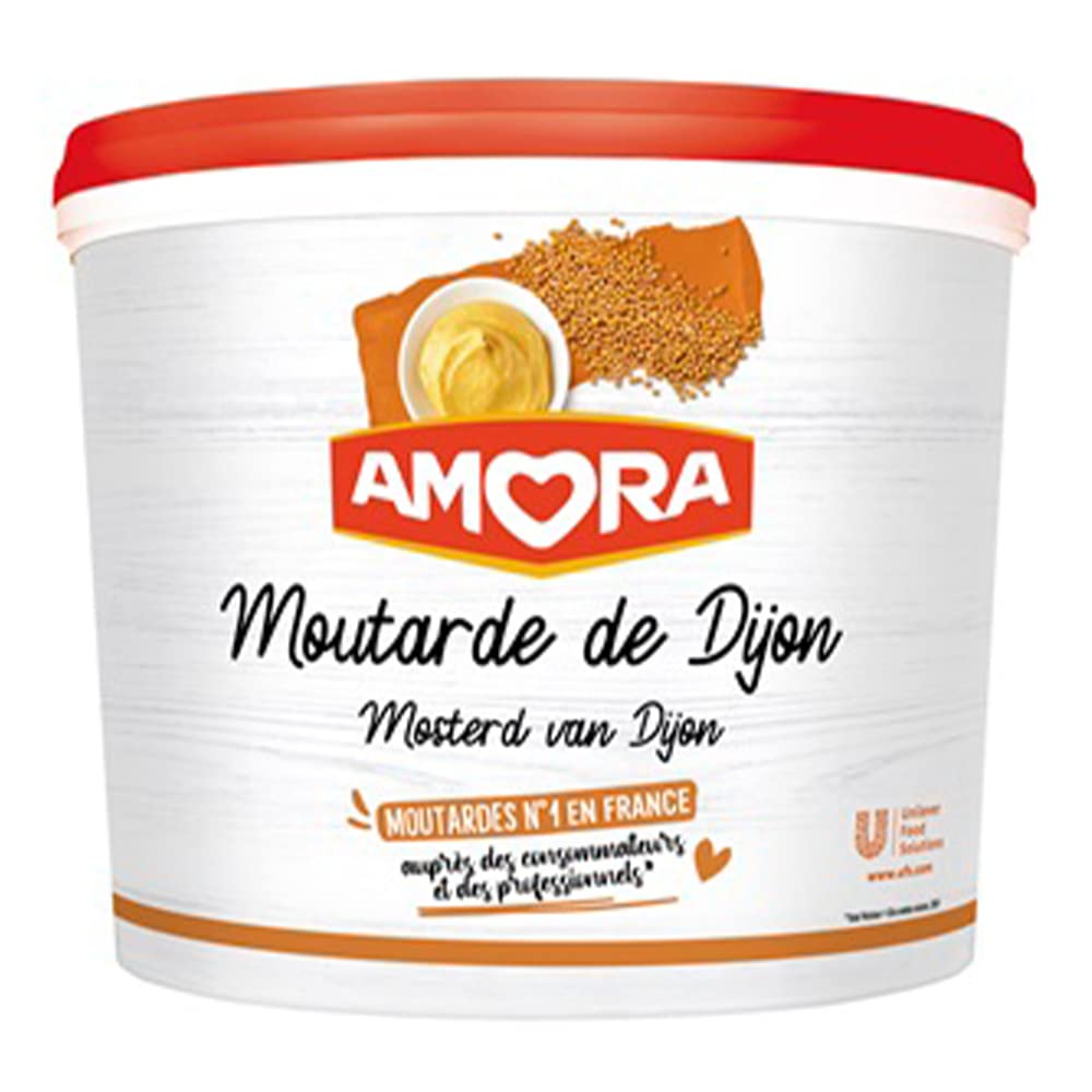 Amora - Mostaza Dijon, Salsa Mostaza, Ideal para Condimentar, A base de Granos, 5Kg