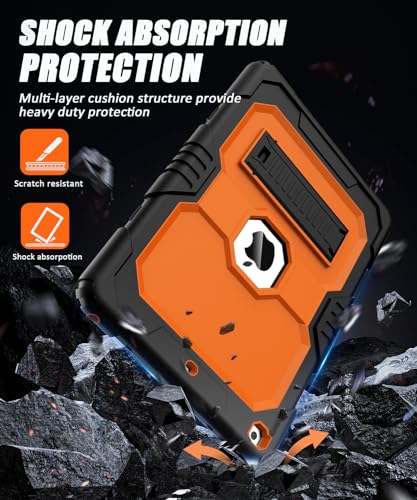 Coque robuste pour iPad 9e génération résistante aux chocs avec support intégré orange - 4