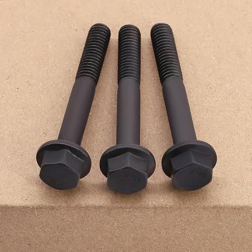 Image of M6-1.0 x 50mm (15 pcs) Flanged Hex Bolt Screws Black Oxide Finish, 10.9 Grade Alloy Steel, Large Flange Washer Head, DIN6921 /GB5789, Partial Thread