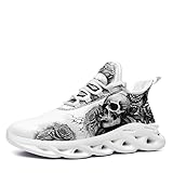 Men's Skull Running Shoes Lightweight Cushion Sports Walking Shoes Cool Non Slip Gym Training Breathable Tennis Shoes