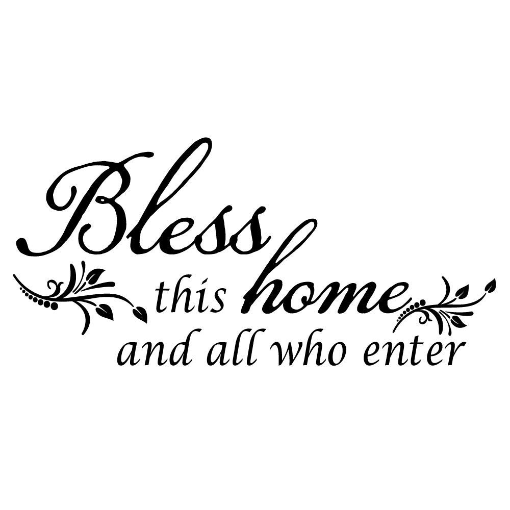 Decaltor Black 40''X 18'' Bless This Home and All who Enter - Vinyl Wall Decal Entryway Living Room Décor Art Letters Quotes Stencil