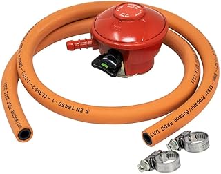 JD Brands Patio Gas Regulator 27mm Clip On with 2m Hose & 2 Clips – Compatible with Calor & Flogas Propane Tanks for BBQs
