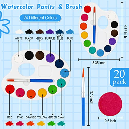 Fulmoon Watercolor Paint Party Favors Watercolor Paint Sets With Artist Goodie Bags Canvas Tote Bags 3'' X 3'' Painting Canvas Panel Wooden Easel Set Painting Brush For School (Oval, 10 Set) #TOP2