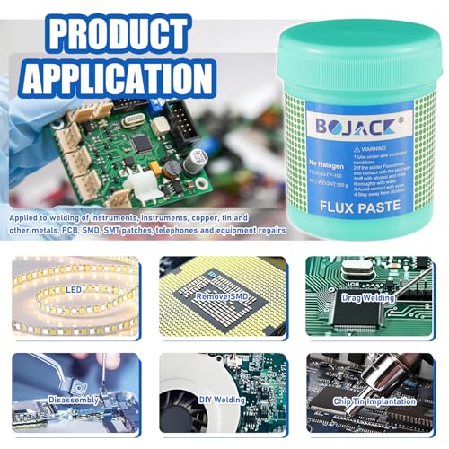 Image of BOJACK Solder Paste Flux No Clean Free Environmentally Friendly Soldering Flux Paste Ideal for CPU Disassembly Assembly Special BGA PCB SMD Repair and Soldering(5.15oz /146g)