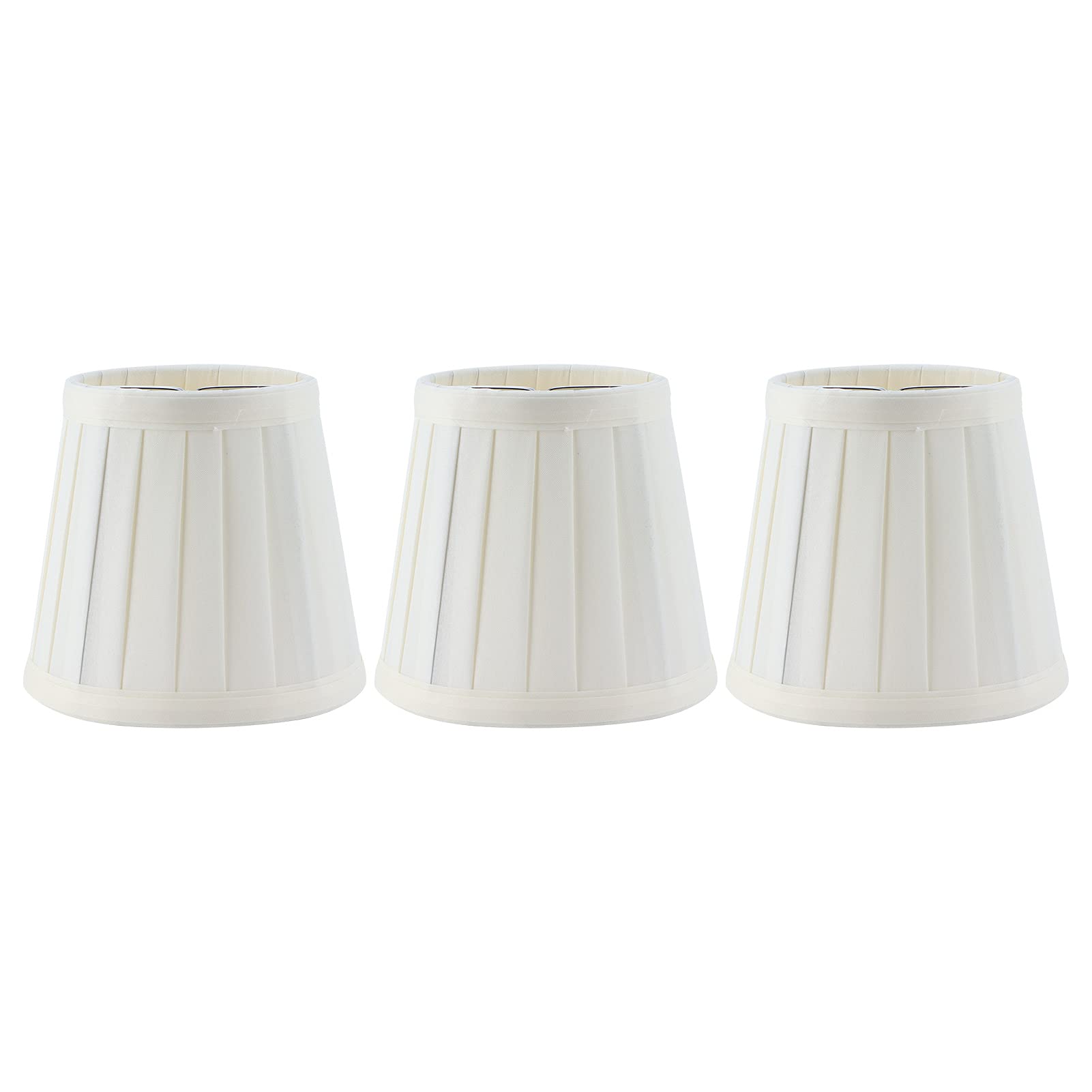 Hapivida 3 Pcs Fabric Lampshade, 4.7 Inch E14 White Tapered Light Shade Bedroom Pleat Pendant Lampshade Clip Lamp Shades Wall Lamp Shade Candle Chandelier Lampshades