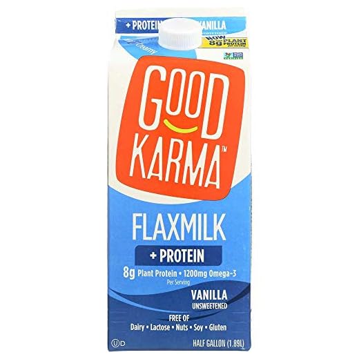 Good Karma Foods Protein Vanilla Unsweetened Flaxmilk, 64 Fluid Ounce -- 6 per case.
