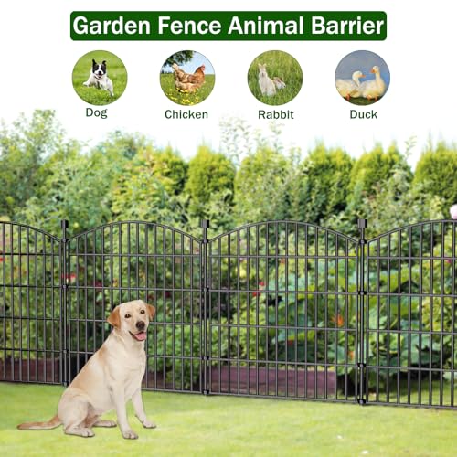 Image of 10 Panels Decorative Garden Fence - 32 in (H) x 23.6 ft (L) No Dig Dog Fence Outdoor for Yard, Rustproof Tall Garden Fencecing Panels, Animal Barrier Suitable for Yard Border, Patio, and Outdoor Use