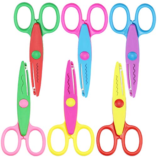 Ciseaux à Cranter de Lot de 6 Papier Ciseaux Sécurité Artisanat Ciseaux Utilisé pour le Cadre Photo la Découpe de Papier pour Enfants l'artisanat la Conception Créative