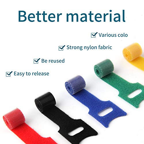 6 Inch Length Reusable Hook And Loop Cable Ties ，Strong &Microfiber Fastening Cloth, Adjustable Fastener Cable Strap Hook And Loop Cord Ties #TOP2