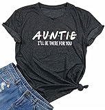 Women's Aunt Vibes T Shirt Funny Auntie Gift Shirt Short Sleeve Casual Top Blouse Size XL (Gray)