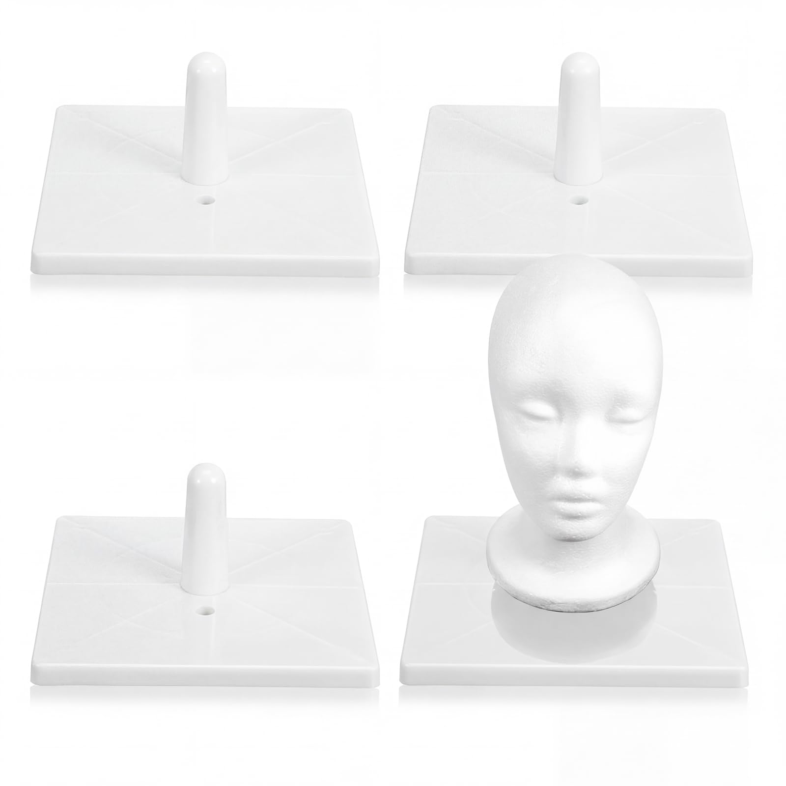 AceOrbit 1 Pcs Foam Mannequin Wig Head Stands, White, Plastic