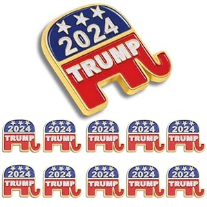 12/24/50/100Pcs GOP Elephant Donald Trump Enamel Pins Bluk -Show Your Support for Trump’s 2024 Presidential Election