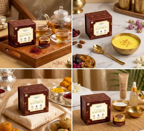 Image of Arena Organica Original Kashmiri Mongra Saffron 1g | GI Tagged | ISO 3632 Tested | Grade A+++ Kesar for Pregnant Women, Biryani, Pooja & Gifting