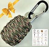 Paracord Survival Grenade Keychain (24pc)--Moms Feel Safe; Your Kids Can Get Food, Fire & Shelter When Lost--Cool Gadget Gifts for Him or Her Dad Boyfriend Men--Camping Hiking Hunting Boy Scout Kit