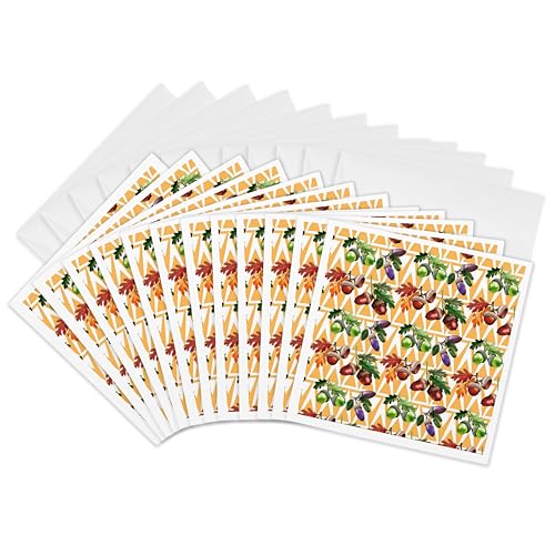 Cartes de vœux triangles géométriques orange lot de 12 pièces format 15,2x15,2 cm