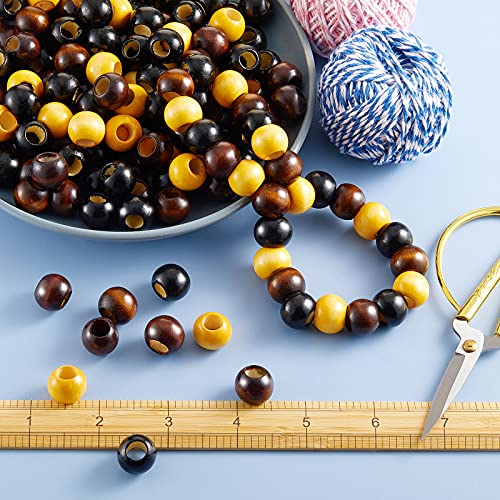 150 Pieces 18 Mm Wooden Macrame Beads Round Wood Beads Large Hole (10 Mm) Spacer Wooden Beads For Diy Macrame Jewelry Crafts Garland Making Holiday Party Decor (Black, Brown, Natural Color) #TOP6