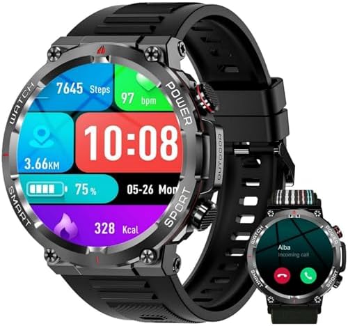 Reloj Inteligente Hombre Militar, 1.39" Smartwatch con Llamadas B...