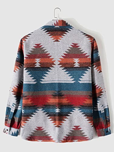 Image of ZAFUL Unisex Plaid Flannel Shirt Jacket Button Down Long Sleeve Pocket Coat Outwear | Mens Fall Clothes Lightweight Long Sleeve Button Down Flap Pocket Jacket Tops for Fall&Winter 2026