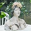 Head planter face flower pot lily pond goddess planter 9 inch garden resin face planter with drainage hole plants pot for indoor and outdoor plant closed eyes 15 9 16 inch  urban country home decor