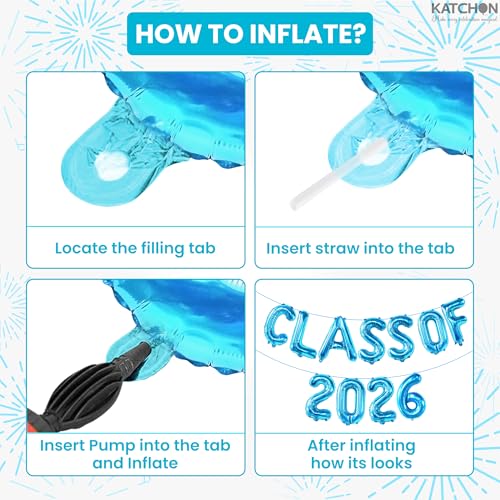 Image of KatchOn, Class of 2026 Balloons - 16 Inch, Graduation Balloons | Class of 2026 Banner, Blue Graduation Decoration | Blue Graduation Decorations, Class of 2026 Decorations