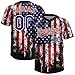 Custom Baseall Jersey Softball Shirt Stitched Personalized Your Name&Number Two Button Design for Men/Women/Youth Flag