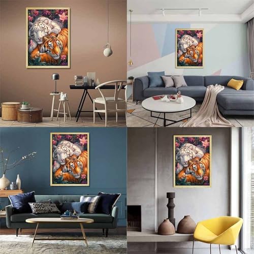 Puzzle de 1000 piezas de tigre salvaje y flores exóticas para relajarse en familia de 70x50 cm 3
