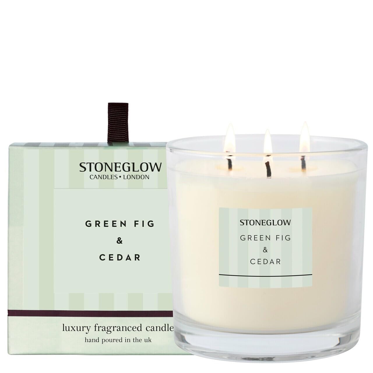 Stoneglow Modern Classics Collection - Green Fig & Cedar 3 Wick Scented Candle 760 Grams (Green)