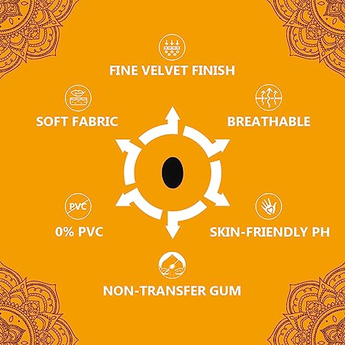 Image of Eyetex Pallavi Sticker Bindi /Pottu|Oval|Aloe Vera & Papaya Extracts|Breathable Non-Irritating Velvet Fabric|OX1|Black|20 Flaps