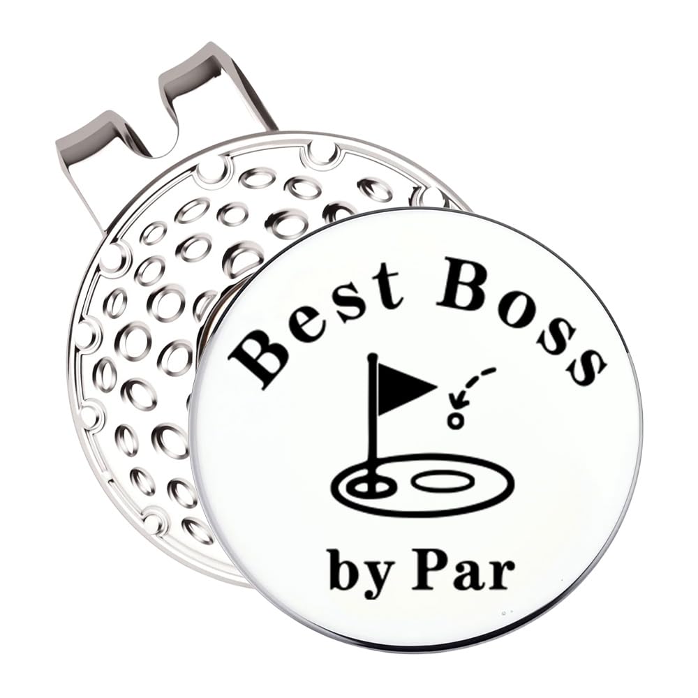 Guqqeuc Golf Birthday Gifts for Boss Golf Ball Marker Gifts for Men Boss Retirement for Your Boss Leaving Gifts for Men Women Boss Golf Ball Markers with Hat Clip Best Boss By Par Gift