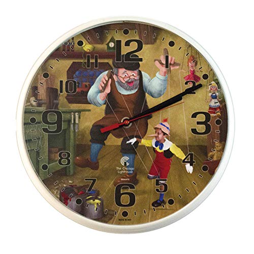 LB Treasures-Pinocchio Childrens Wall Clock, 12.75 inch, White