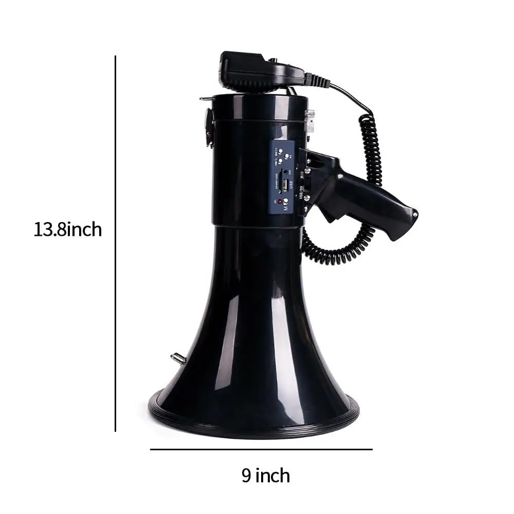 Megafono da 50 W con Controllo vocale, Sirena e Volume for Sport all'Aria Aperta Altoparlante Portatile