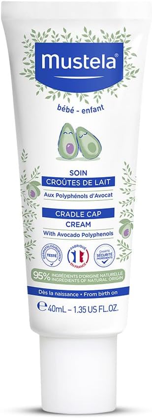 Baby Cradle Cap Cream 40ml - Newborn safe - with Natural Avocado - Paraben Free & Fragrance Free