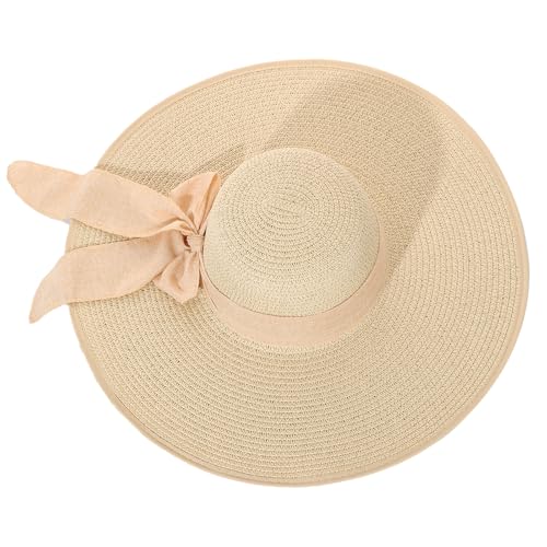 LY4U Sombrero de Paja para Mujer, Sombrero de Sol de Verano UPF 50, Sombrero de Playa de ala Ancha, Sombreros Flexibles Enrollables para Mujer y Niña