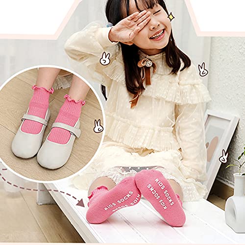 Image of Zumou Toddler Anti Slip Non Skid Socks Baby Little Girls Frilly Ruffle 6 Pairs