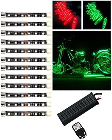 AXGLOW 12pc Universal Million Color Motorcycle LED Lights Kit Remote Control and Waterproof Automotive Neon Underglow Light