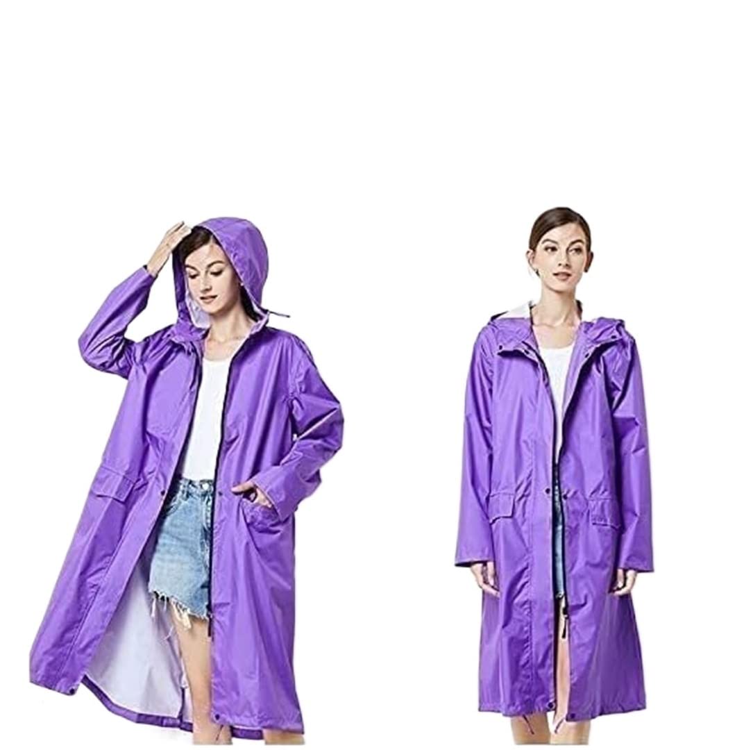 Capa de Lluvia Reutilizable Chaqueta De Lluvia Impermeable Ligera Con Capucha Para Mujer Al Aire Libre, Abrigo Largo Cálido Cortavientos Ropa de Agua para Exteriores
