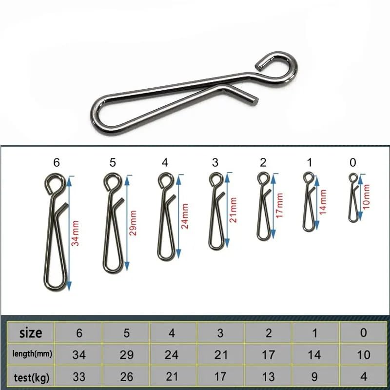 200 piezas conectores snap y swiveles para pesca acero inoxidable miniatura 2