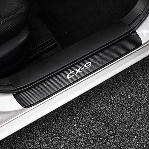 LEXLEY Protector de umbral de puerta de cuero estilo fibra de carbono para Mazda CX9 CX-9 2016-2022, antisuciedad, protector de umbral de puerta, 4 piezas deslizantes