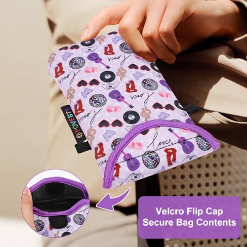 Image of POVESTE Neoprene Cell Phone Sleeve Pouch Case Bag with Crossbody Strap Lanyard for Women, Flap Closure Secure Cell Phone Bag with Pocket for Cards, Cash. (On Tour Purple)