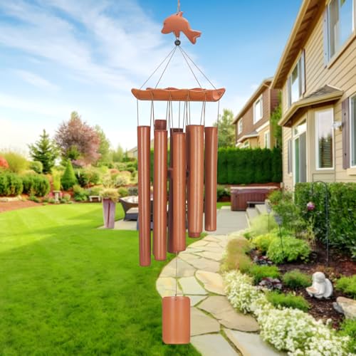 Image of VIREKM Bamboo Wind Chimes for Outside,Decorations for Patio Porch | Sympathy Wind Chimes Outdoors with Natural Sounds, Memorial Gifts for Mom, Indoor Outdoor Decor for Garden Home and Backyard