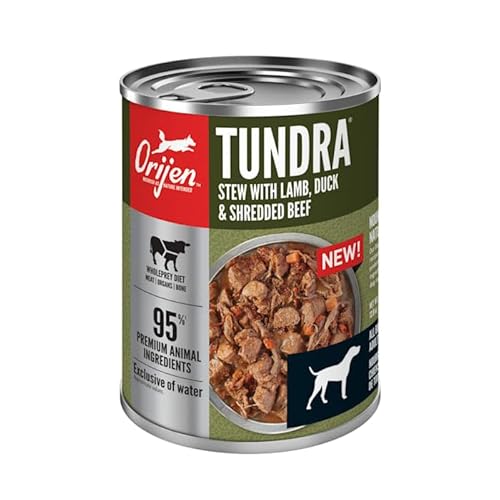ORIJEN Grain-Free Real Meat Shreds Tundra Stew Premium Wet Dog Food, 12.8 oz., Case of 12