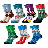 VEGCOO 7 Pares Calcetines Divertidos Hombre Mujer, Calcetines