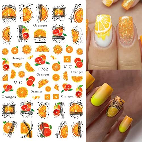 Summer Nail Art Stickers 3D Fruit Self Adhesive Nail Supplies 8Pcs Summer Tropical Fruit Nail Stickers Lemon Avocado Strawberry Cherry Pineapple Nail Art Diy Nail Decorations For Women Manicure Tips #TOP2