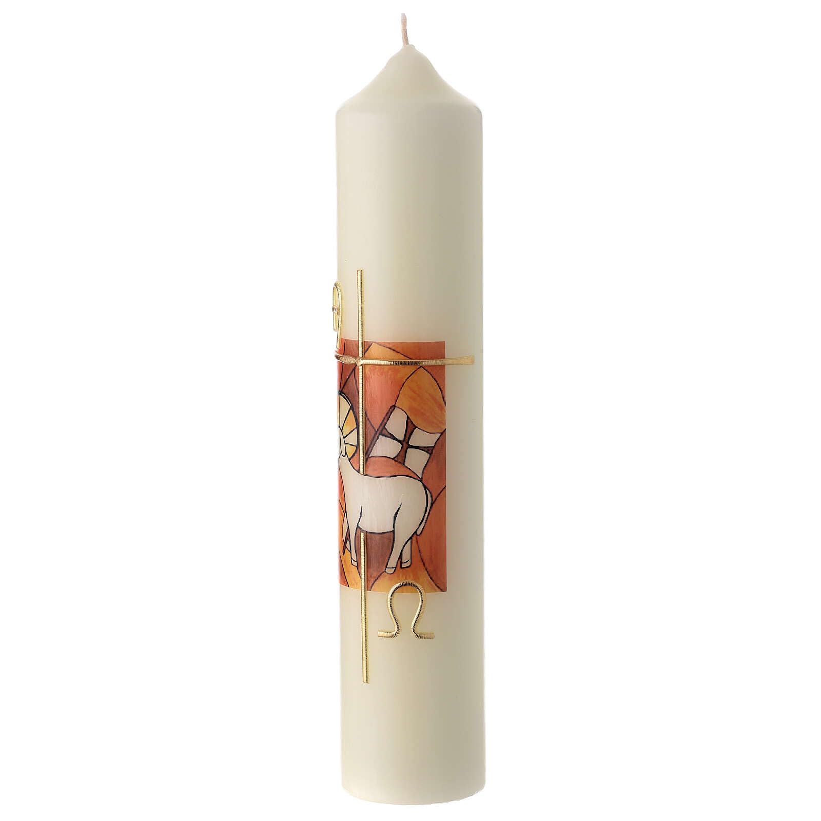 Golden Cross Lamb of God Candle 30x6 cm